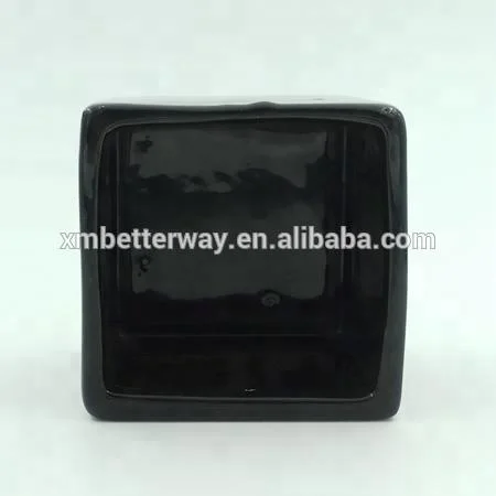 black and white ceramic flower pot  4 inch glazed ceramic square succulent flower pot plant flower pot cube