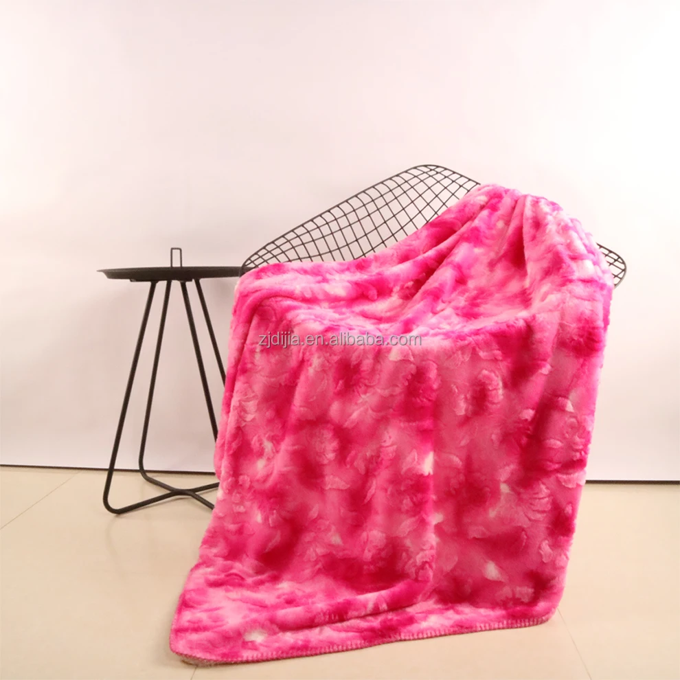Super Soft Fuzzy Fur Faux Fur With Fluffy Sherpa Powder Pink Microfiber Throw Blanket