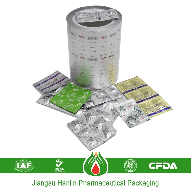 pill colored strip aluminium foil pharmaceutical packaging
