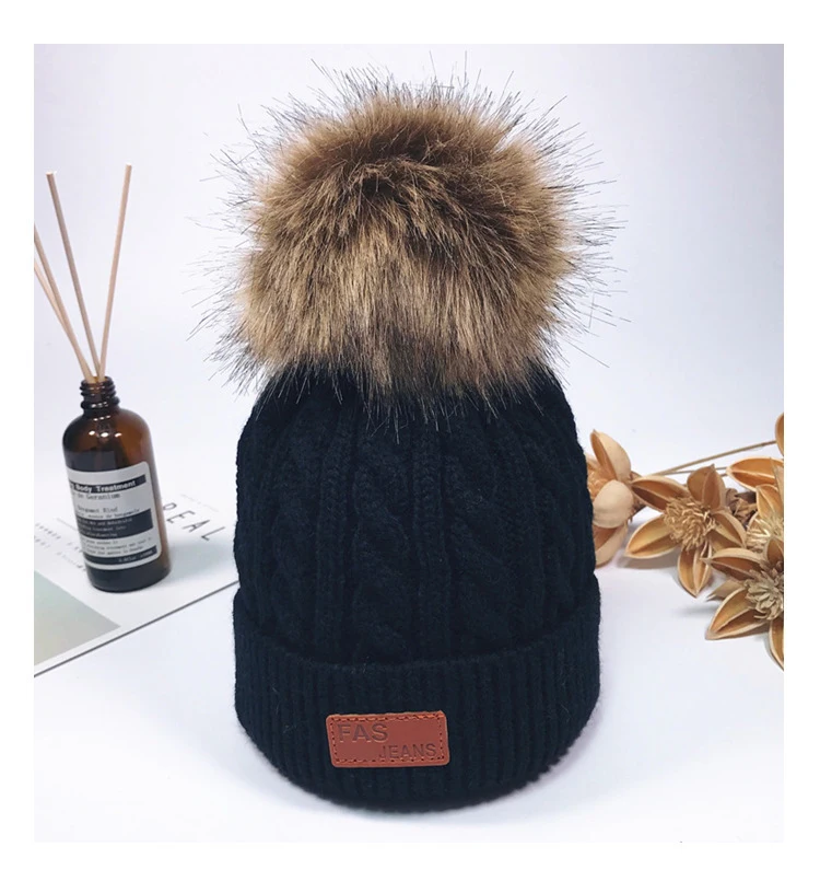 
wholesale winter Hot style lovely hair ball wool knitting braided beanie child cap hat for fashion 