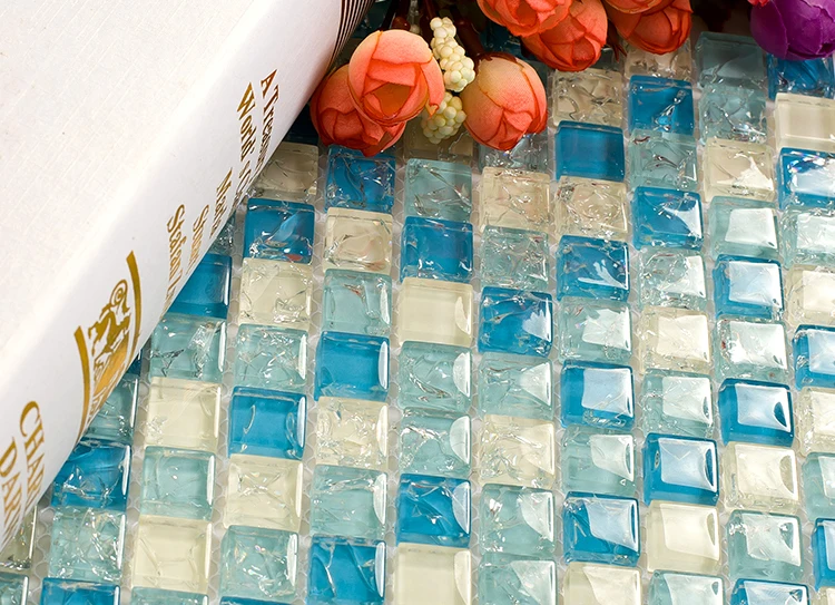 Creative crystal broken glass mosaic tile for backsplash wall and swimming poor