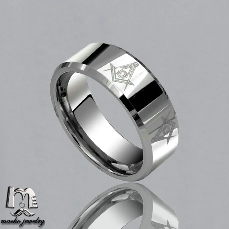
MACHO Wholesale fashion European jewellery tungsten carbide masonic rings for men, wedding mason rings 