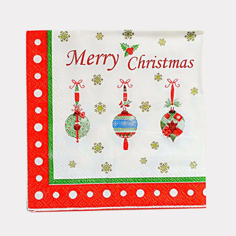Likable Happy Christmas Paper Napkin Printed 33cm Festival Napkins Colorful Cloth Square Table Decoration