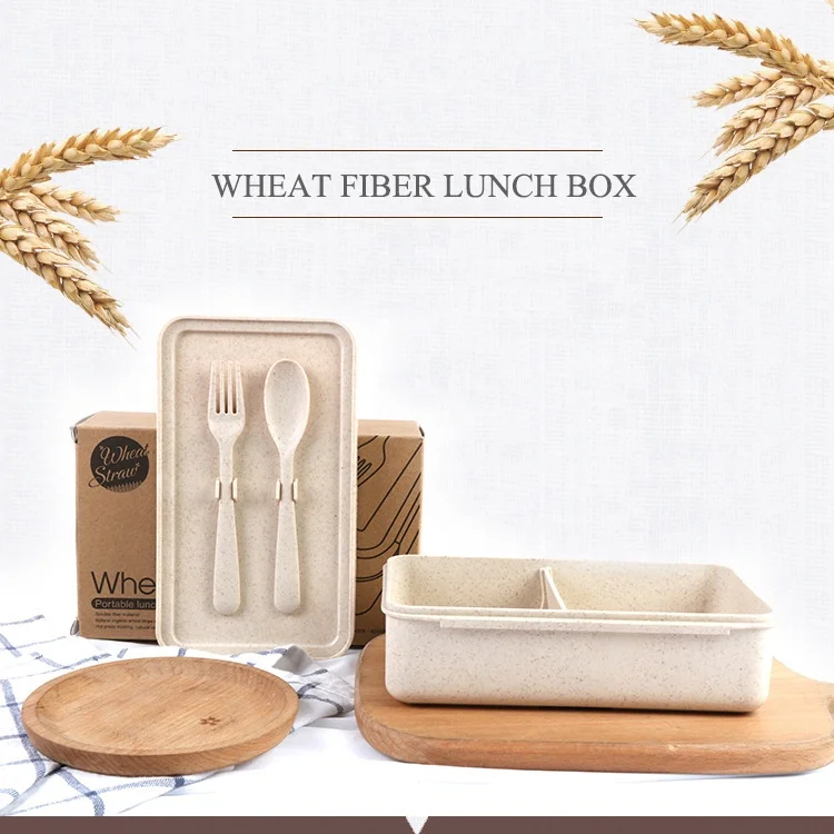 
Wheat Straw Lunch Box Plastic Microwavable Bento Lunch Box Container Thermal Storage Box 
