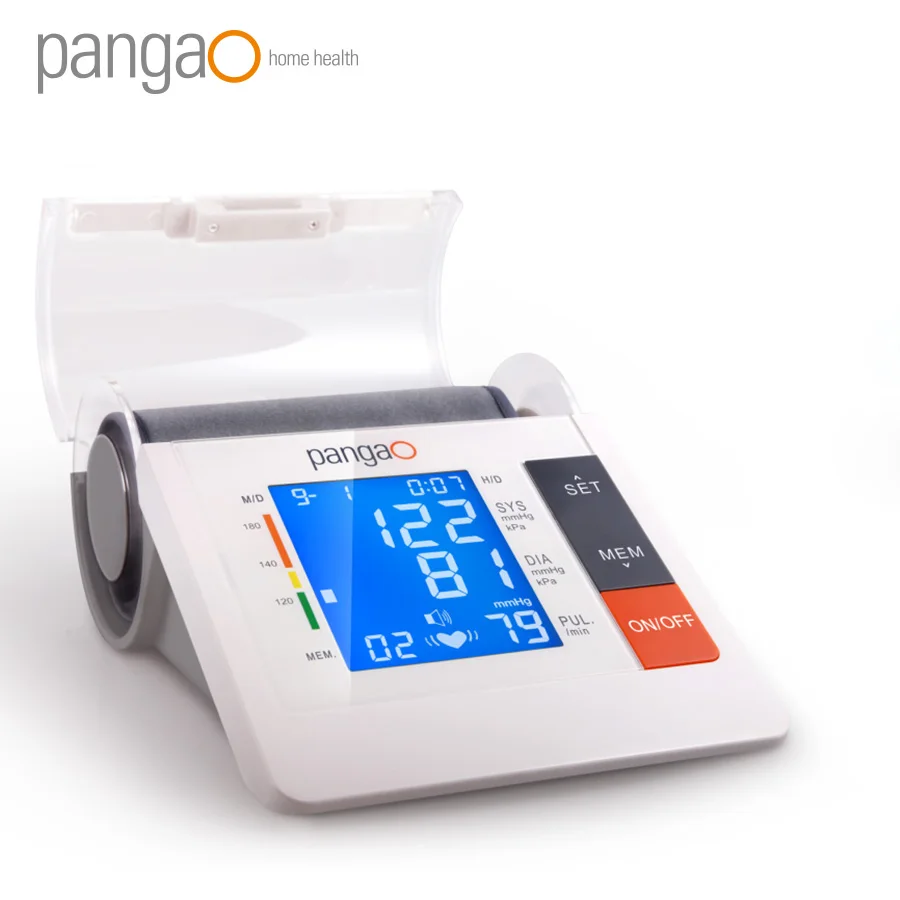 pangao huge size fashional blue home use arm type automatic blood pressure monitor with huge screen display