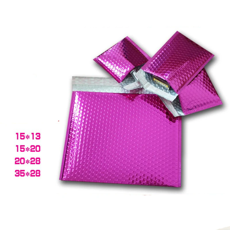 
Retail metallic hot pink envelope bubble mailer 