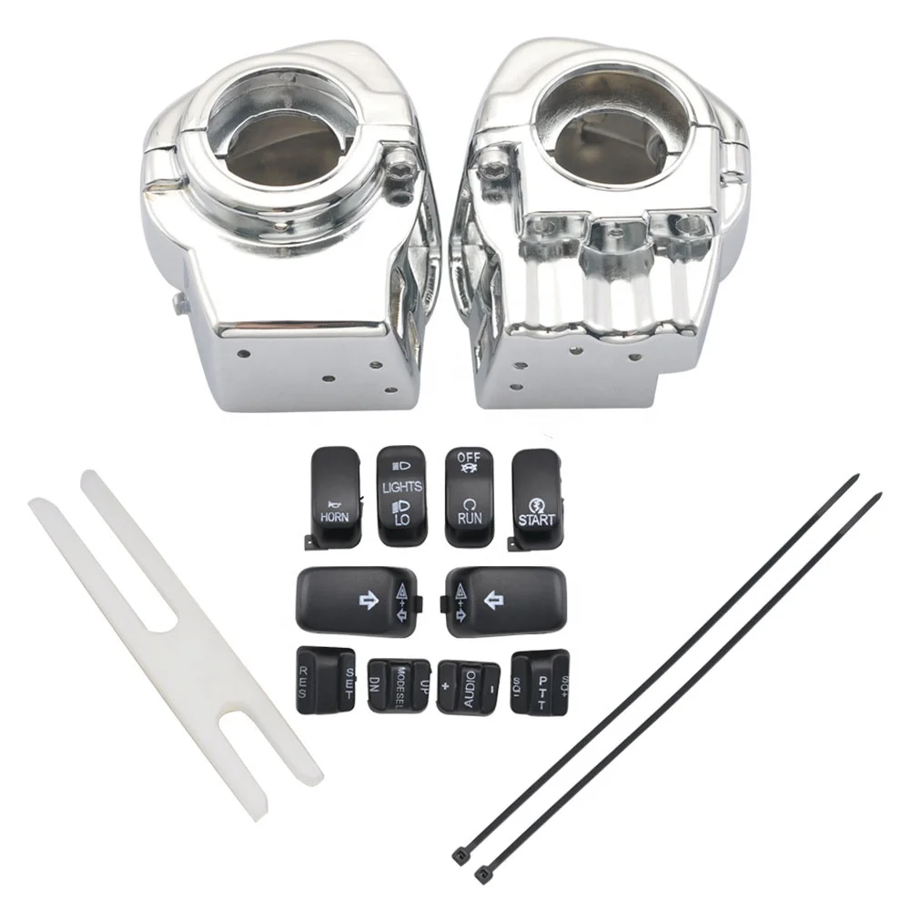 Pair Switch Housing Cover + Chrome10pcs Switch Caps Fits For Harley Touring Electra Glide FLHTCU / FLHTCUI 96-2013 Motors