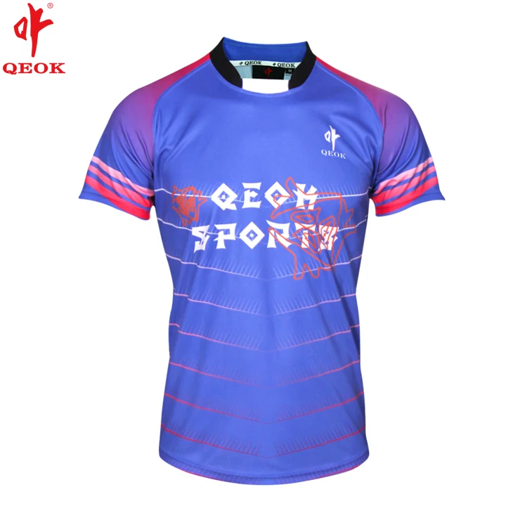 Sky Blue Rugby Football jerseys ,Qeok Sports Design,Digital printing garments