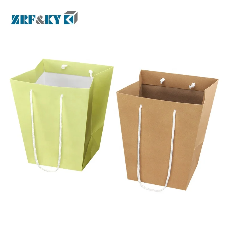 Custom Retail Fresh Flower Packaging Gift Shopping Decorative Paper Tote Bags