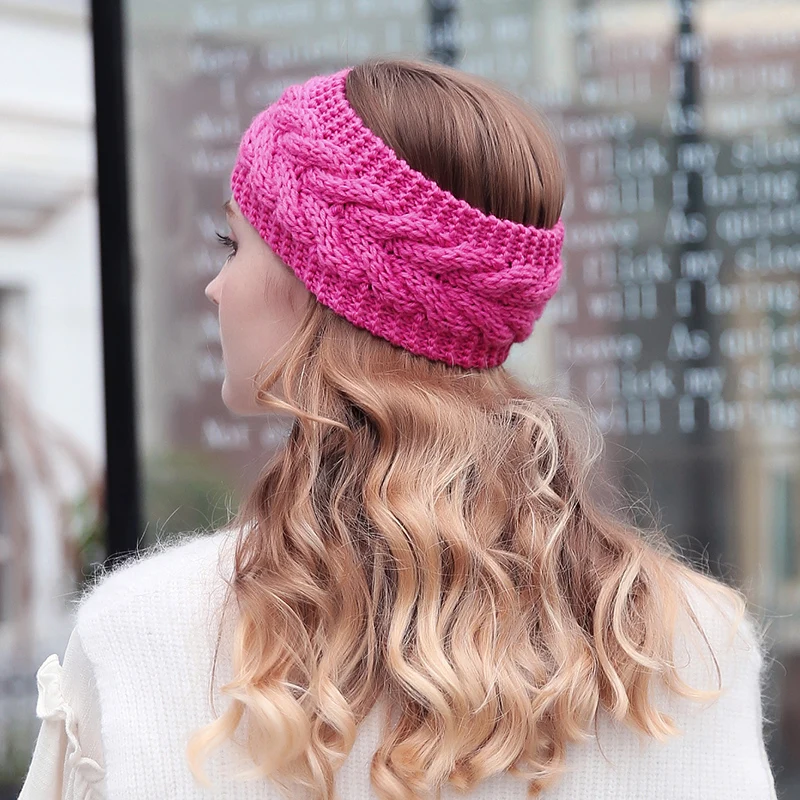 Solid Wide Knitting Woolen Headband Winter Warm Ear Crochet Turban Hair Accessories For Women Girl Hair Band Headwraps