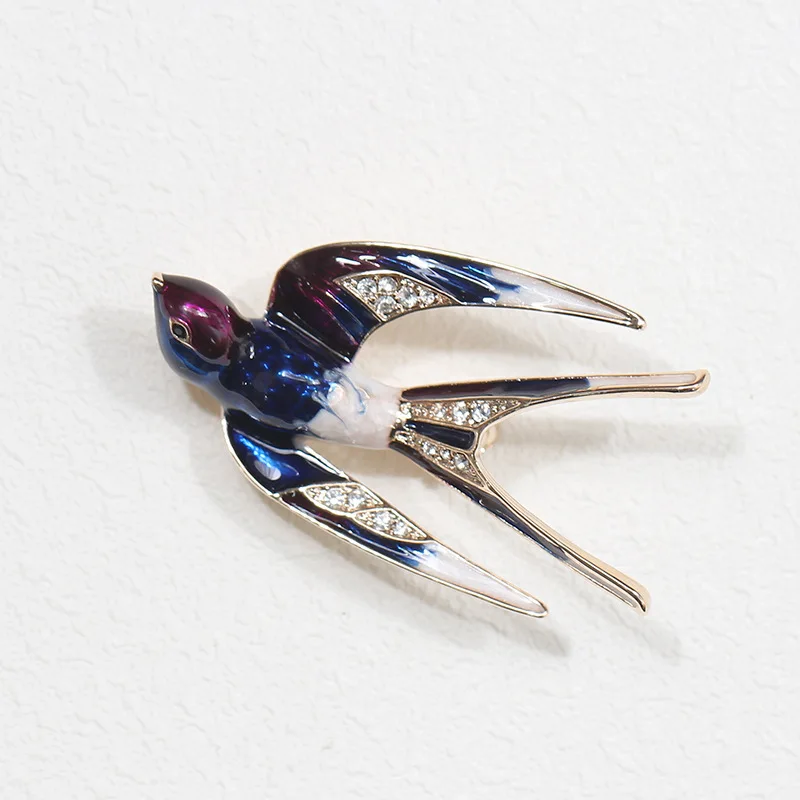 ali express hot selling enamel bird swallow brooch pin in stock wholesale
