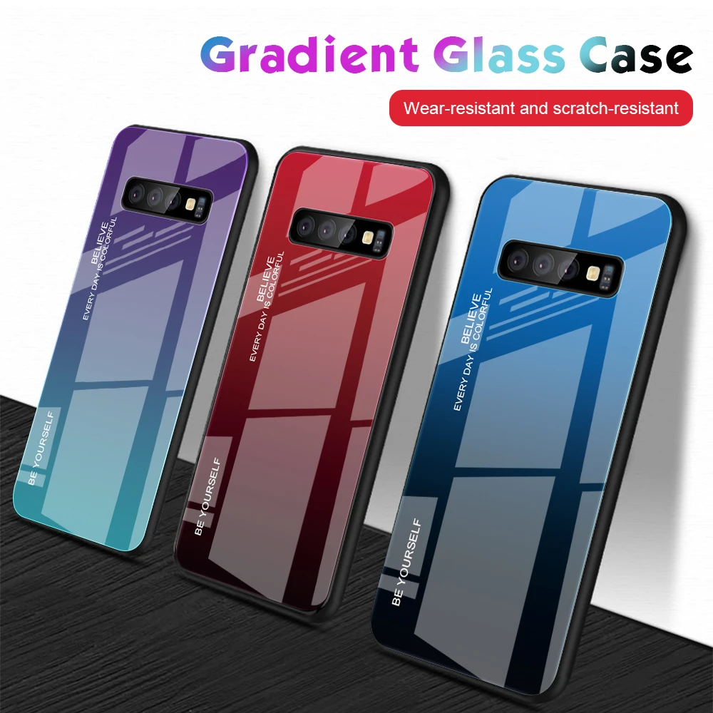 Градиентный чехол для телефона Samsung Galaxy S10 Plus, чехол из закаленного стекла для Samsung S10e S10 e S 10 e S10Plus, чехол-сумка