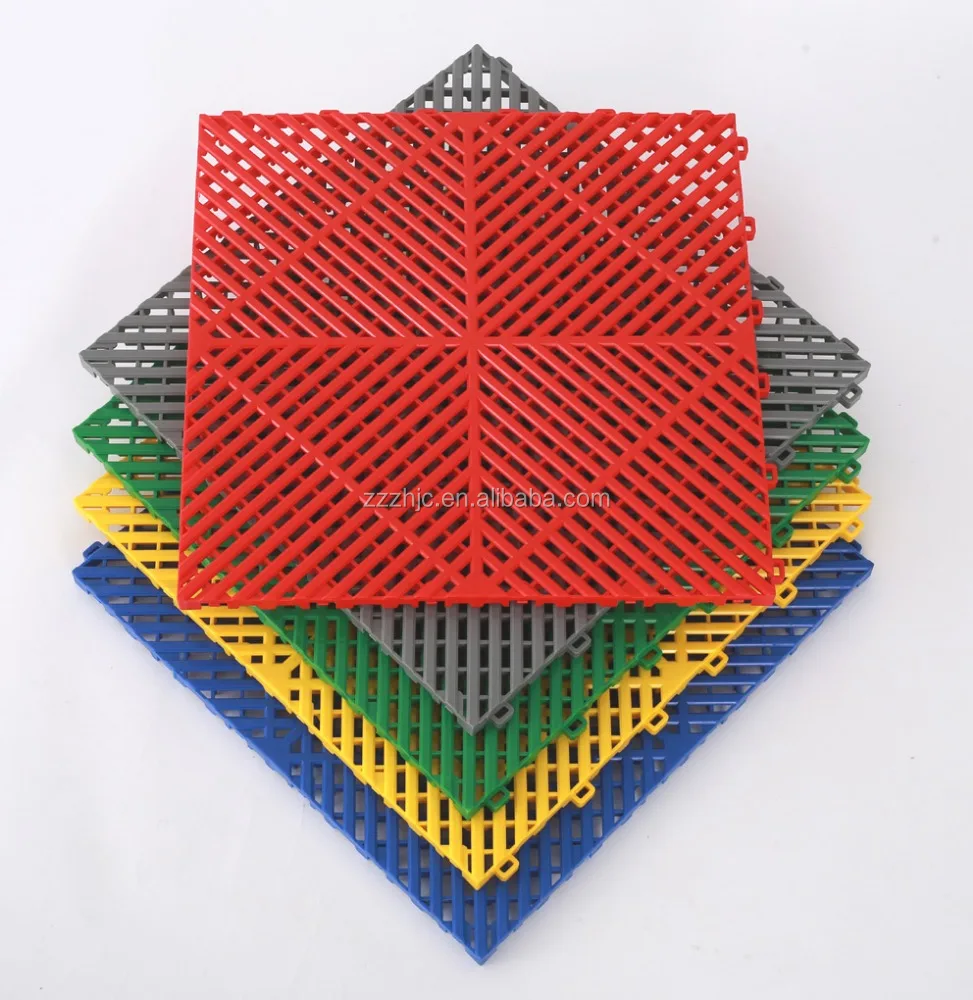 wholesale eco-friendly plastic interlocking garage floor tiles/removable pp interlocking floor mats for car washing