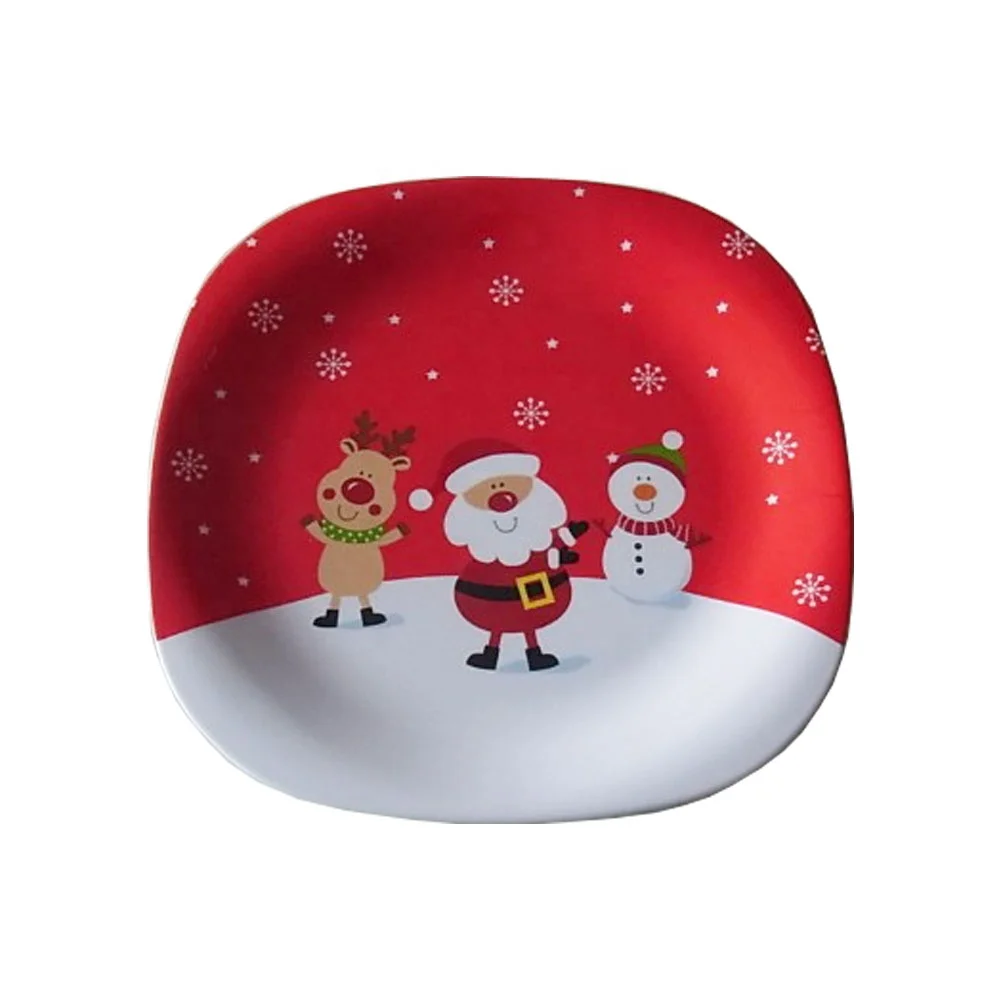 Factory Wholesale Custom Logo Brand Food Grade Plastic White Color With Logo Print Melamine Plastic Plate