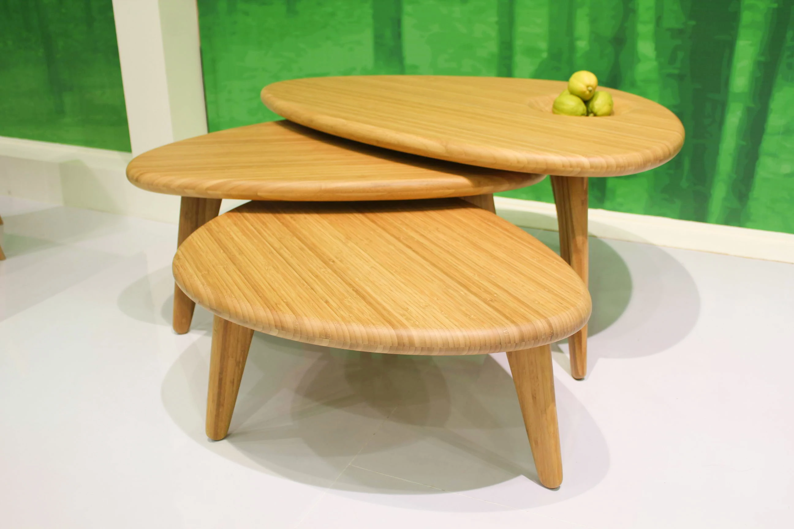 Pebbles Bamboo Furniture Nesting Tables Coffee Table Bunch Modern Design for Living Room Solid Round Coffee Table Wood