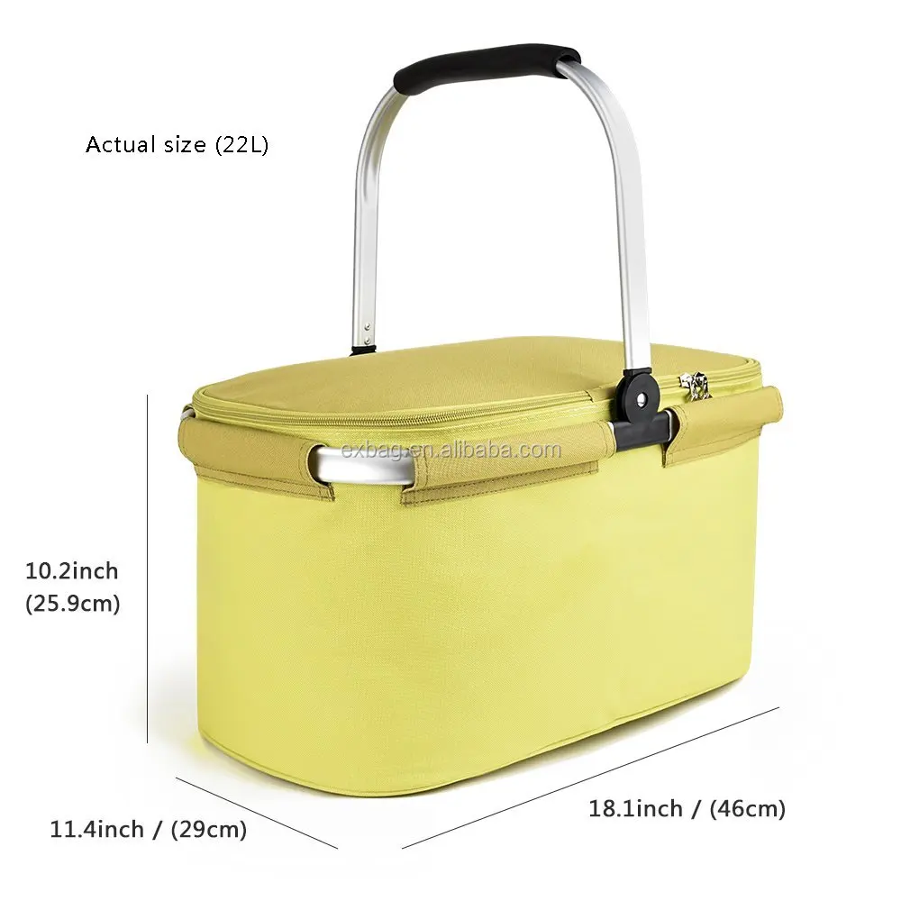 Большая изолированная сумка-холодильник, складная корзина для пикника на заказ 22 л, кулер с вшитым каркасом