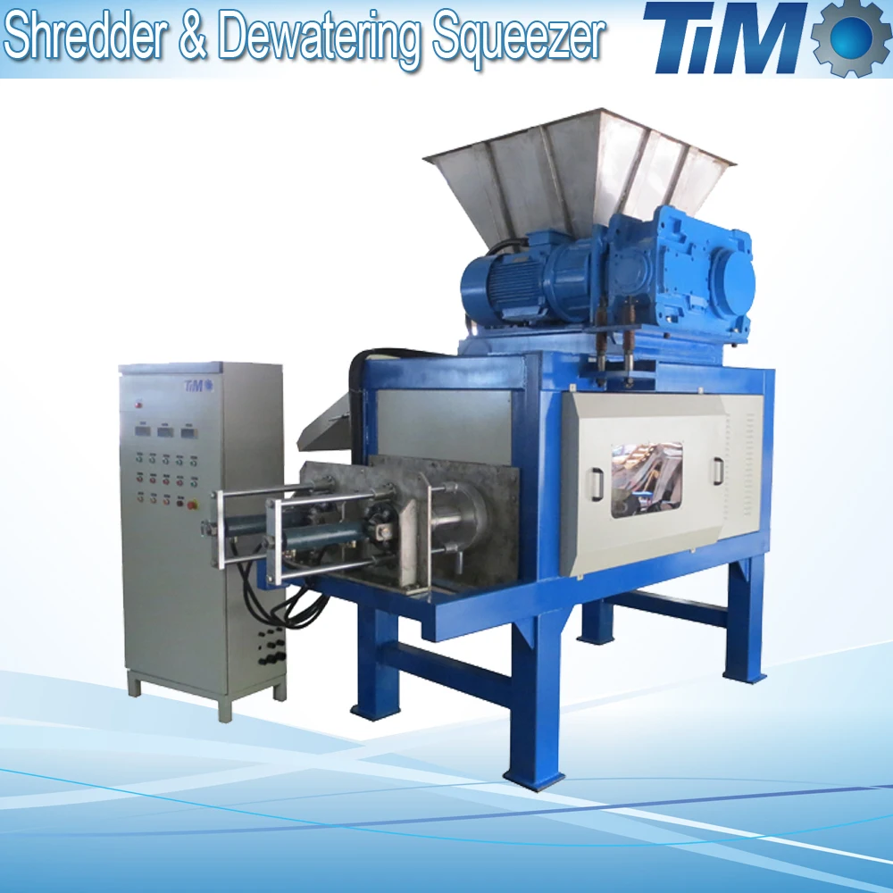 industrial shredder and dewatering screw press for RDF waste shredding drying