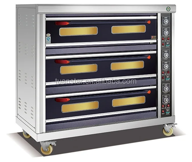 
3 Deck 9 Trays Oven Bakery,Single Phase Electric/Gas Oven 9 Trays 
