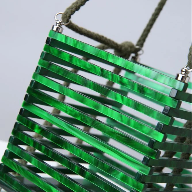 
Beach Evening Cage Bag Rope Disassembled Hollow Out Basket Acrylic Hand Bag 