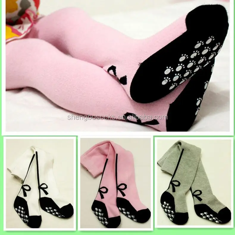 Spring and autumn baby anti-skid non-slip pantyhose, pretty big bowknot baby pantyhose