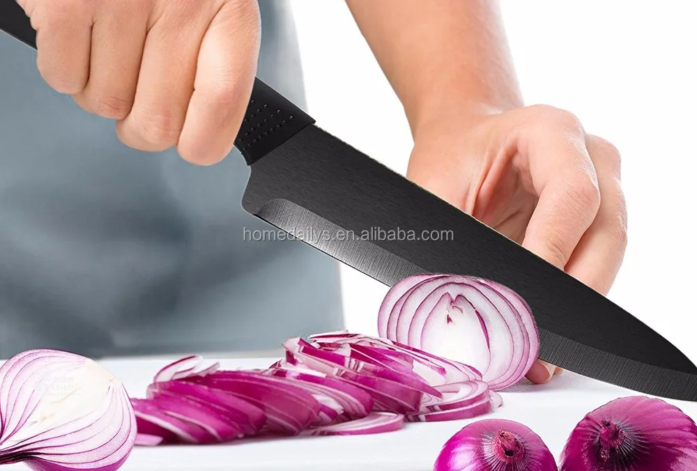 8 inch Black Zirconium Blade Black Ergonomic Handle Matte  Ceramic chef Knife Healthy Kitchen Cutlery with Sheath box