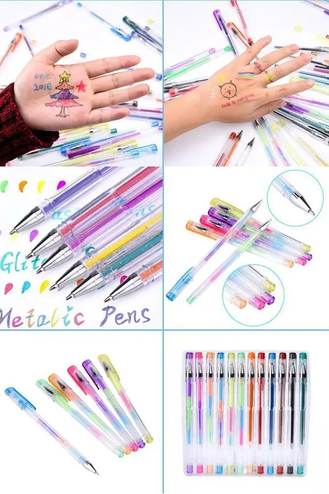 Hot Selling 60Colors Gel Pens Refills Metallic Pastel Neon Glitter Sketch Drawing Color Pen