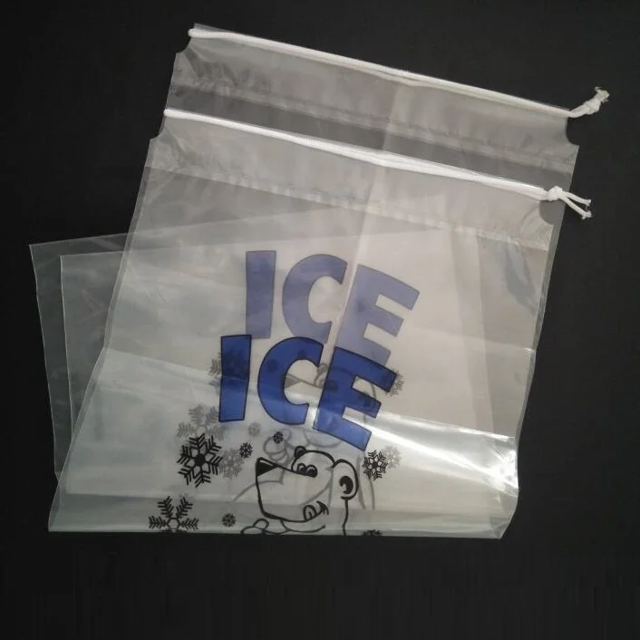 Plastic customized ice bag with or without drawstring