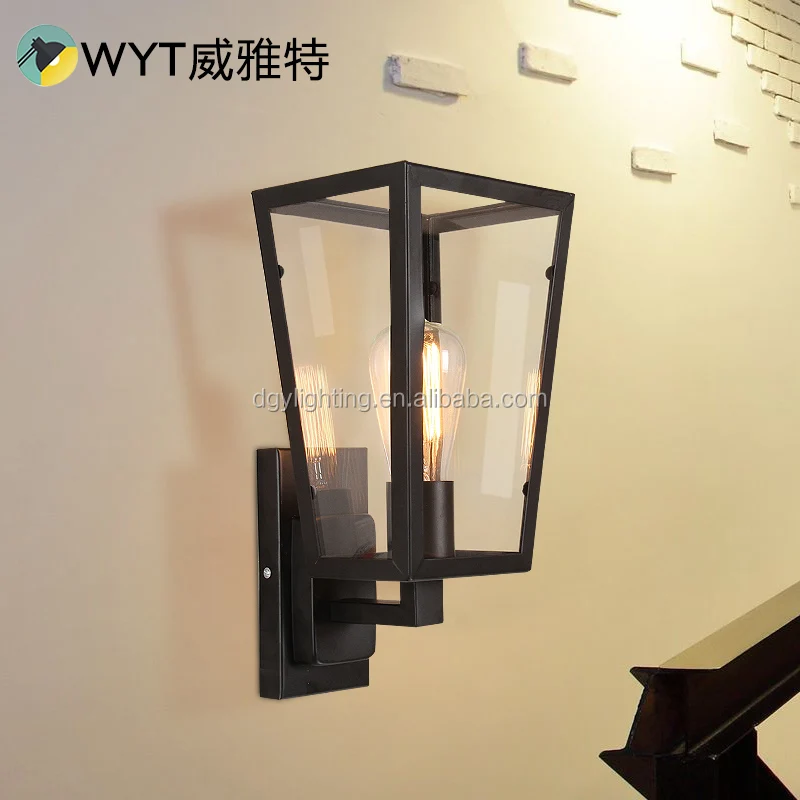 
Wall Mounted Black Brakect Vintage 110v-240v Restaurant Kids Room Wall Light decoration iron with glass 