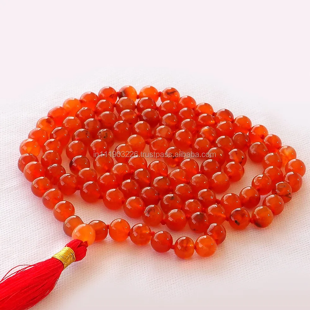
Red Carnelian 108 Bead Prayer and meditation Mala Beads 