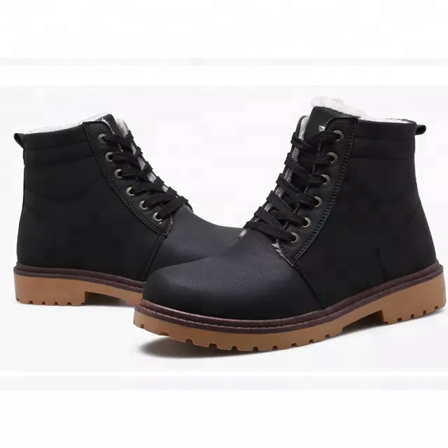 Мужские зимние кожаные ботильоны с хлопковой подкладкой