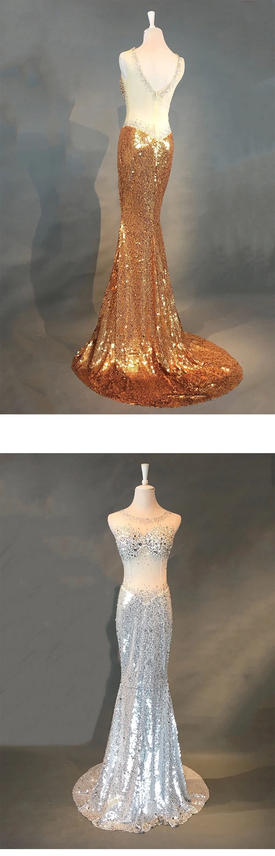 Italy Silver Special Sexy Sequin Pronm Evening Dresses 2018