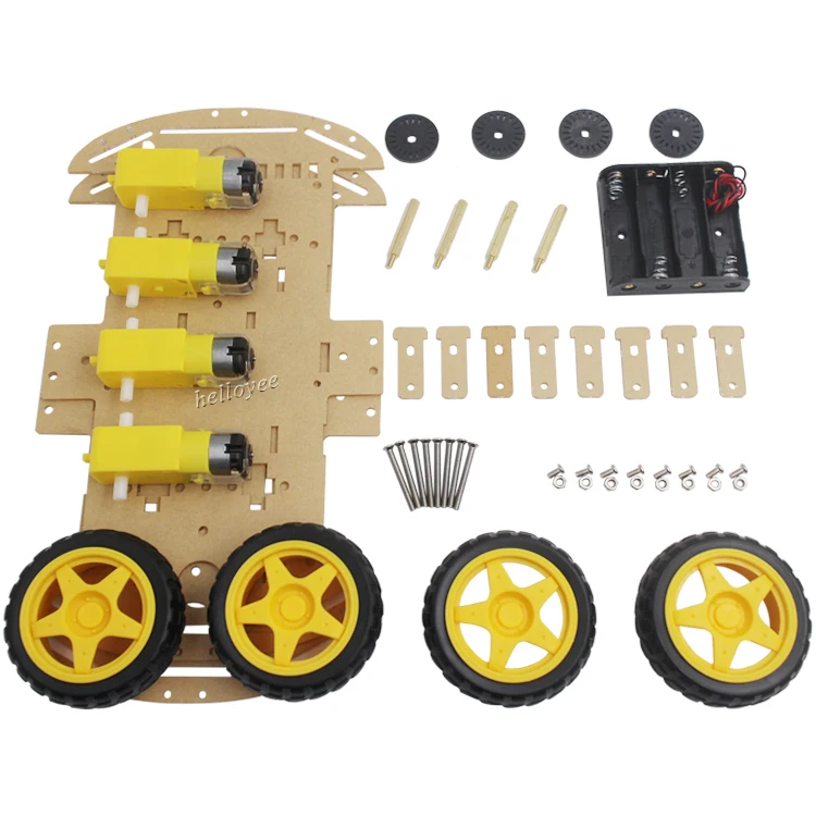 School Project Educational Smart Robot 4wd Car Chassis DIY Kits With 4AA Battery Holder