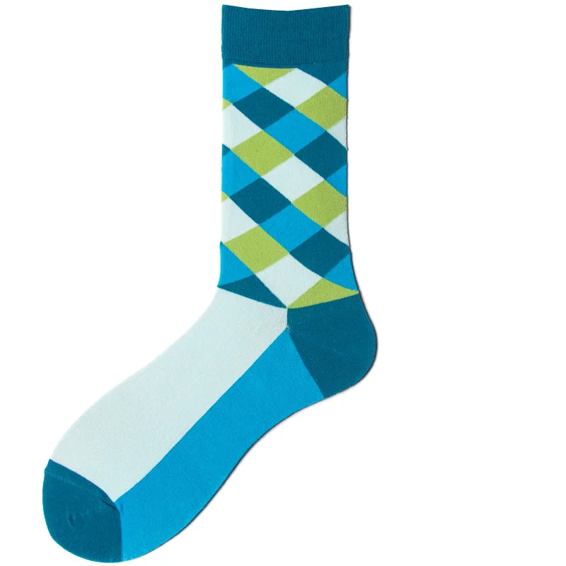 H- 017 ( Free Samples Stock Wholesale ) adults happy design colorful cotton crew dress socks wholesale man sock