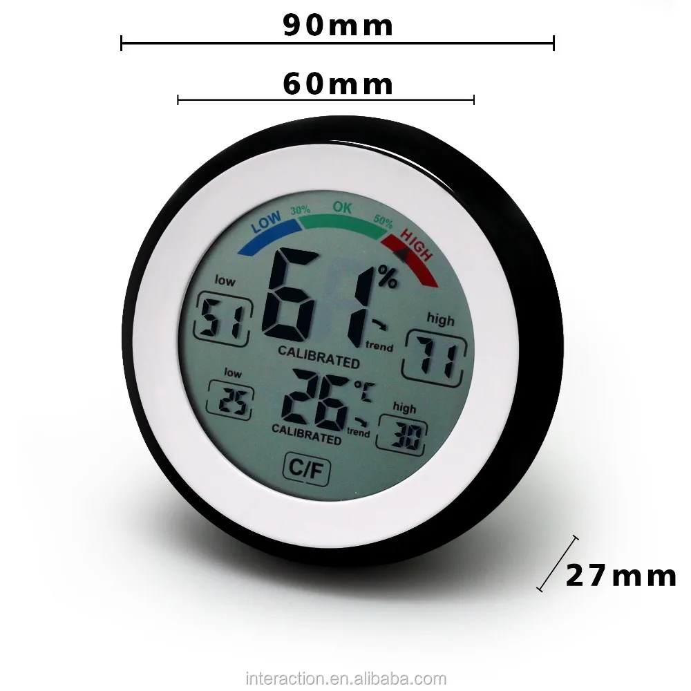Digital indoor LCD thermometer hygrometer with temperature trend