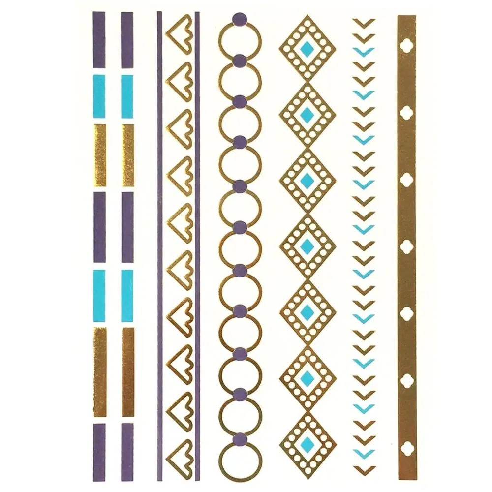 Metallic Film Customized Color  Flash Bracelet Hand Decoration Waterproof Water Transfer Temporary Tattoo Sticker