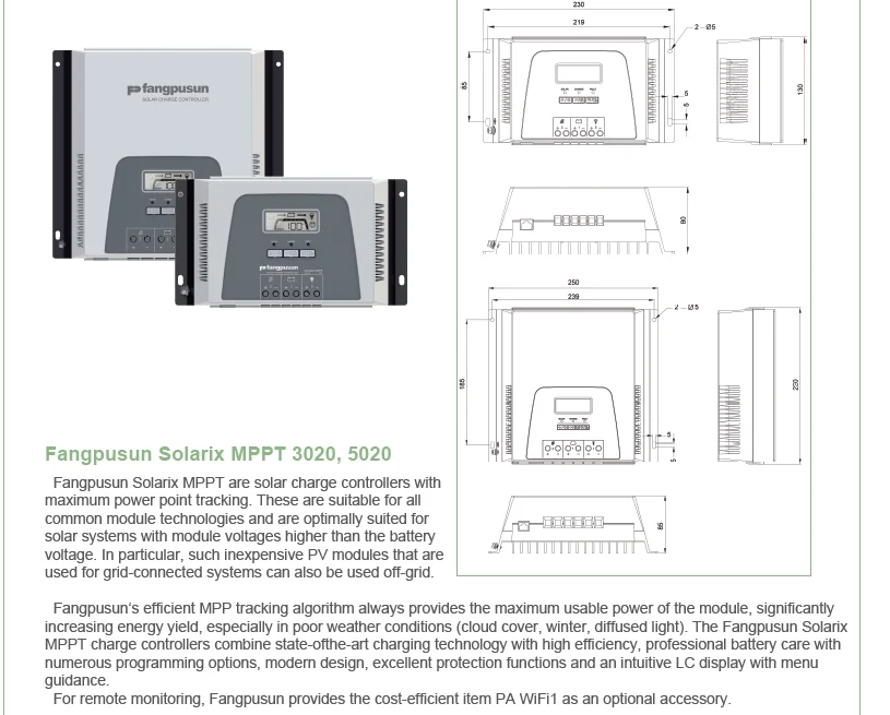 fangpusun manual New 2019  MPPT solar power regulator charge controller 12V 24V  10a 30a 50a
