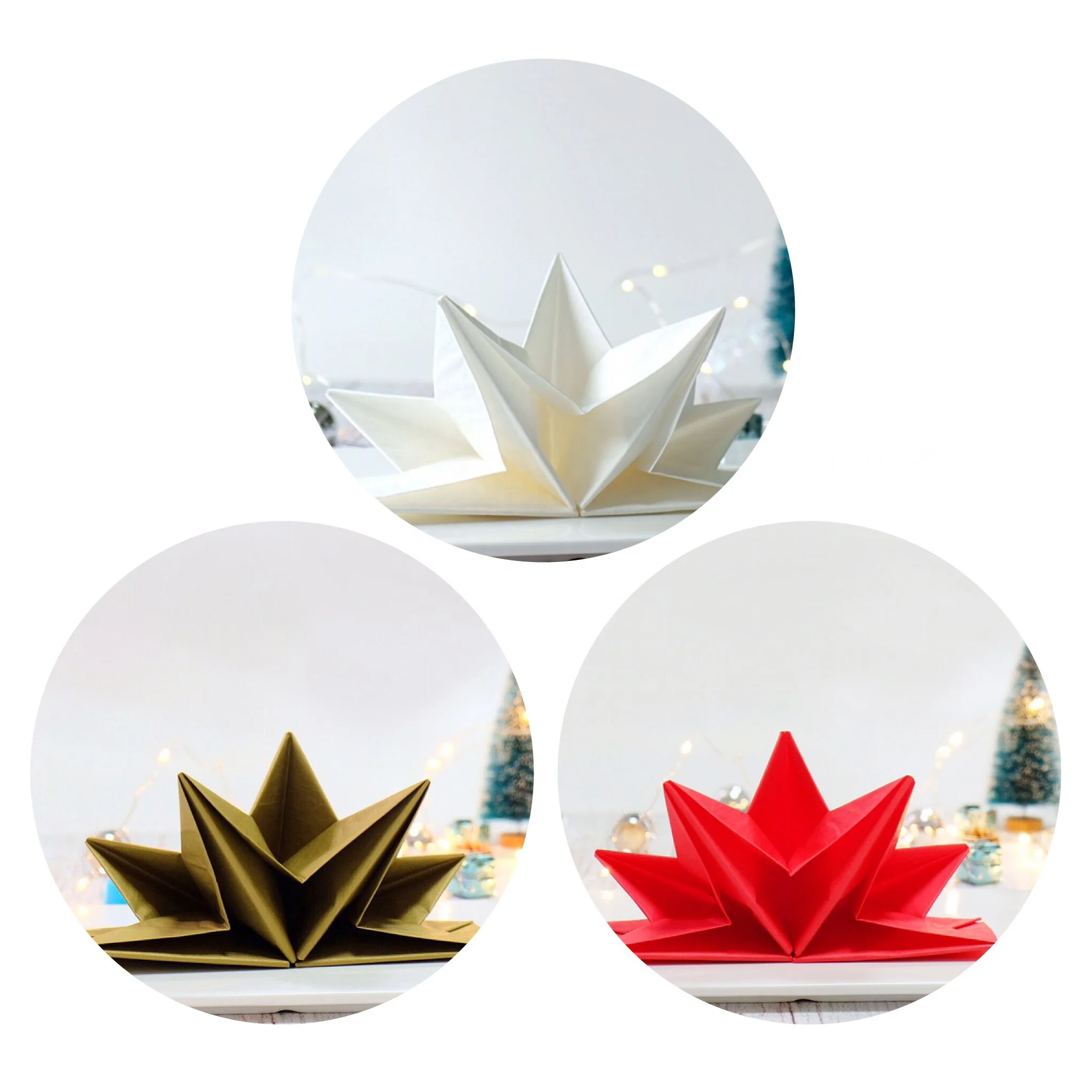 Luxury Elegant Pre-Folded Star Shape Dinner Decorative Napkins