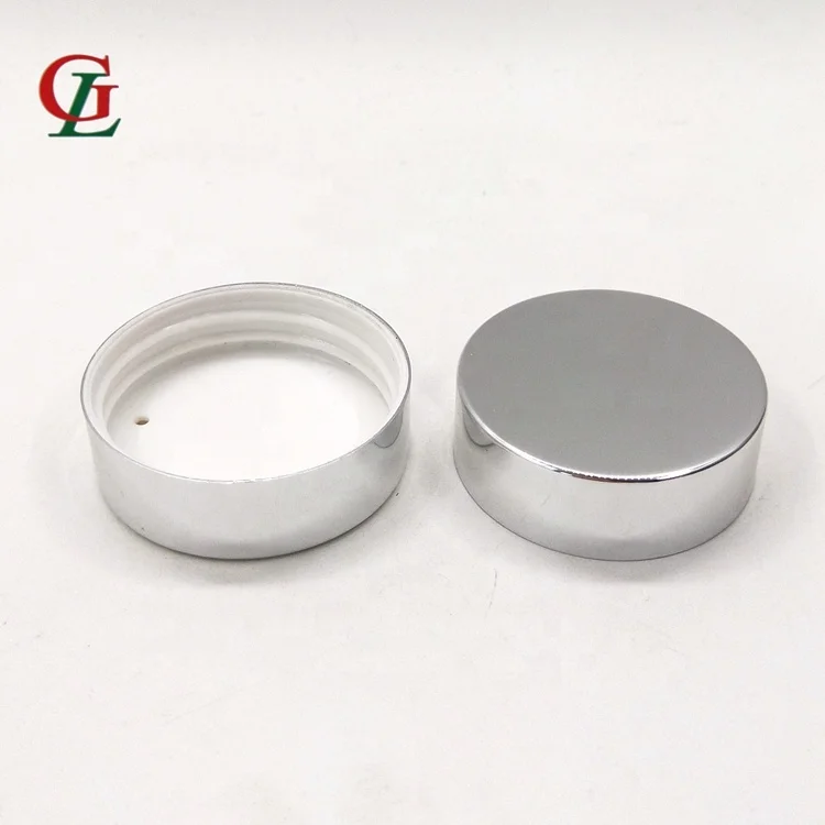 Wholesale food grade 38mm shining mental  cap, bright silver aluminum  plastic pill bottle cover