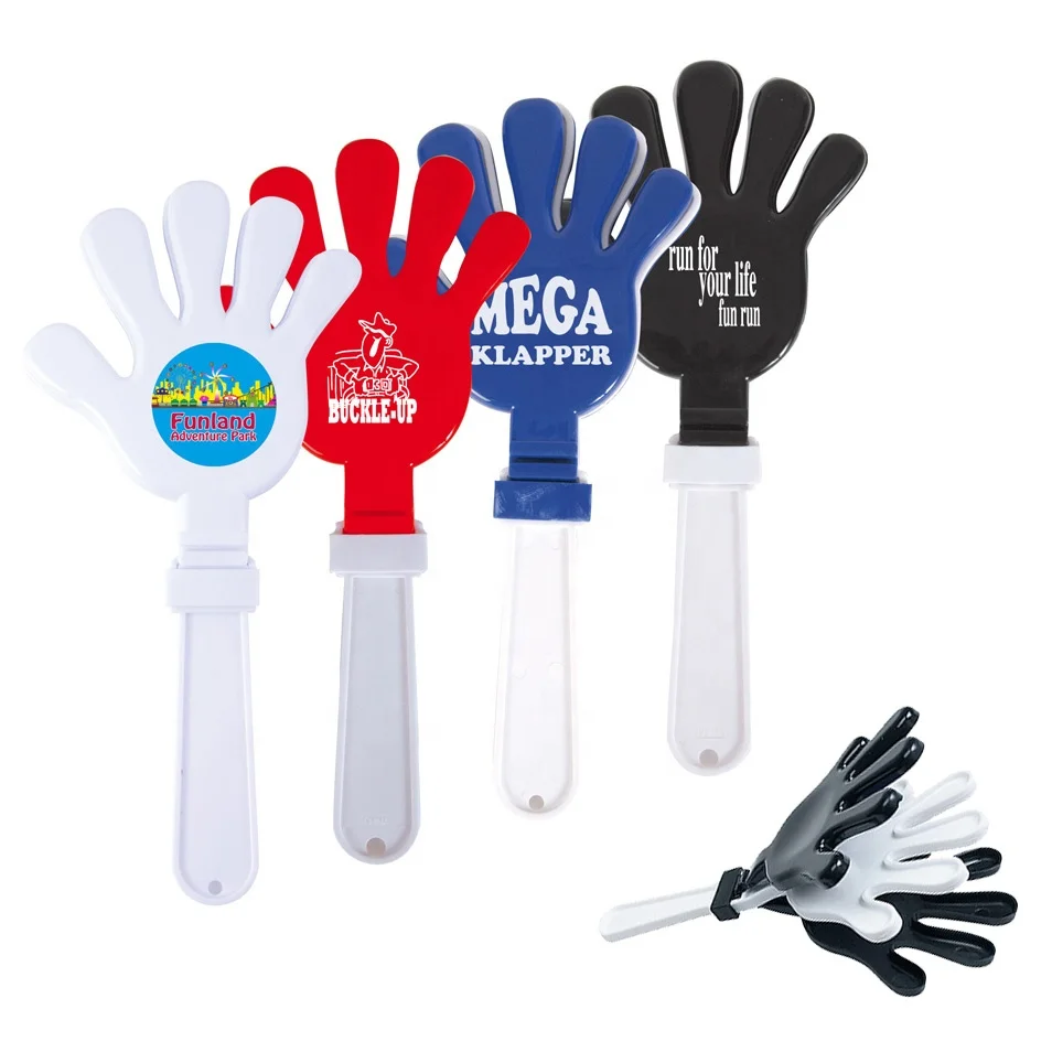 
Fashion style cheap price high quality cute white handle colorful palm shaped competition fun clap football cheering items 