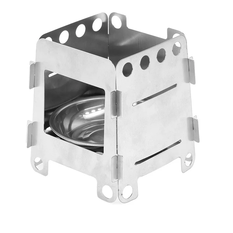 
Stainless Steel Outdoor Stove Lightweight Folding Wood Stove Pocket Alcohol Stove Outdoor Cooking Camping Backpacking Small 