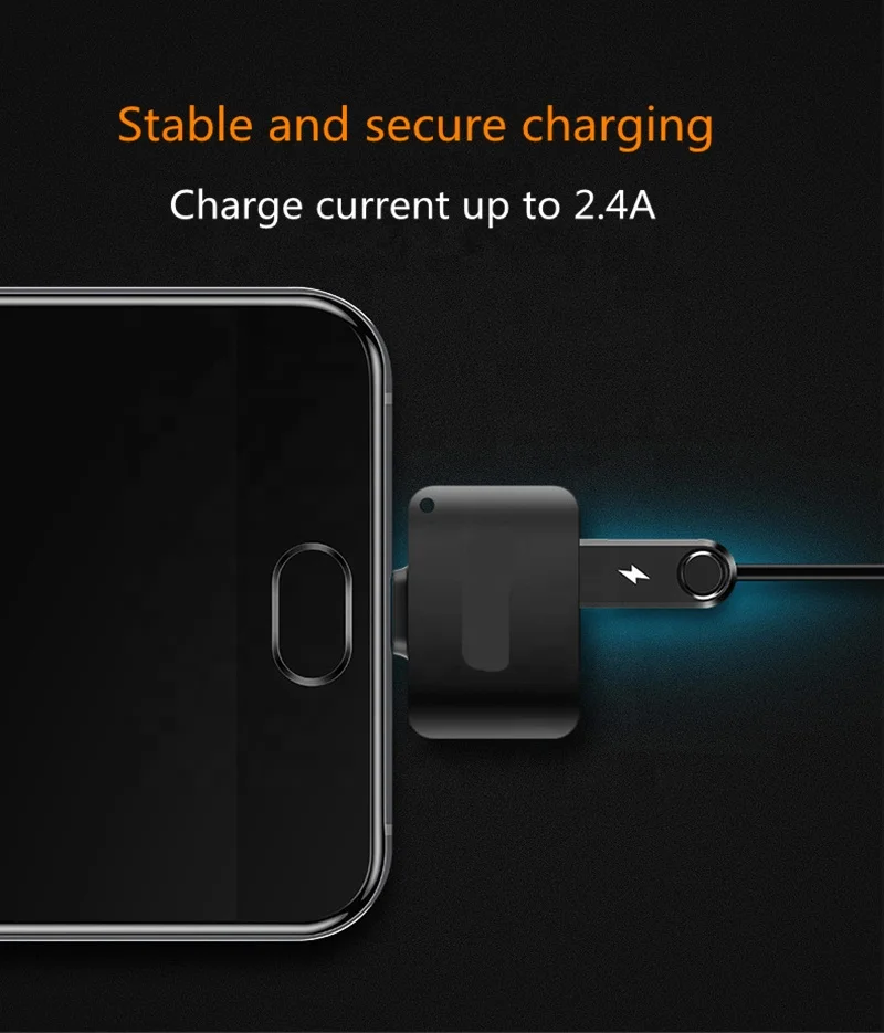 
SUNLINE High Quality Aluminum Alloy ABS 2 in 1 USB-C 2.4A Headphone Converter Charger Type c to 3.5mm Audio Charging Adapter 