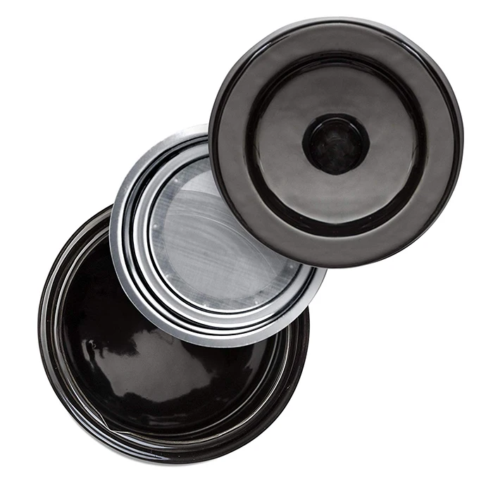 Ceramic Bacon Grease Oil Container Keeper with Metal Stainless Steel Strainer