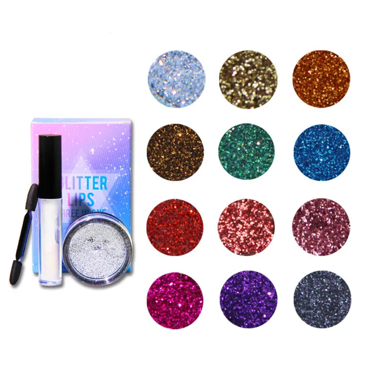 Wholesale 12 Color Waterproof Body Lip Gloss Eyeshadow Cosmetic Glitter Pigment Loose Powder Makeup