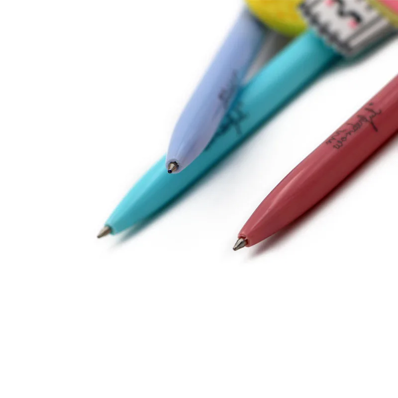 kawaii cartoon character rubber clip ball pen with custom logo on the barrel