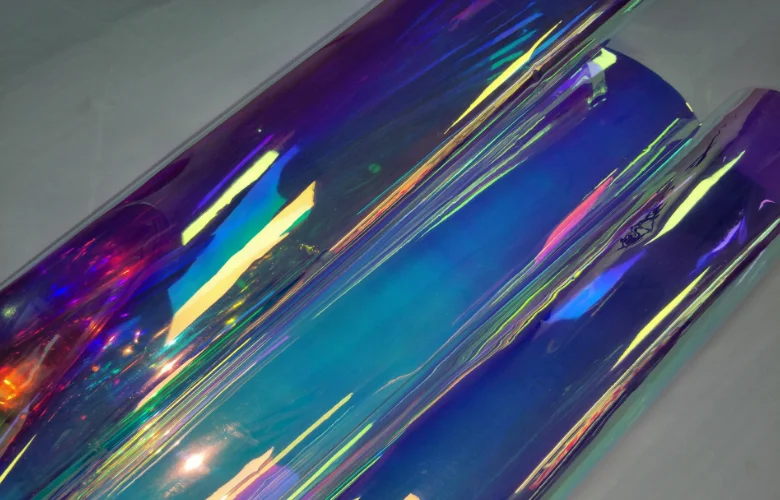 
Fixed-price 400micron Blue Gold Tint Transparent Reflective PVC Dichroic Film for Decoration Design 