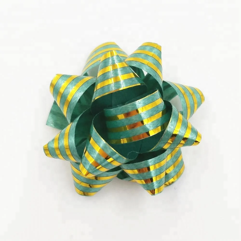 50 PCS In PVC Box Colorful PP Ribbon With Gold Line Star Bow