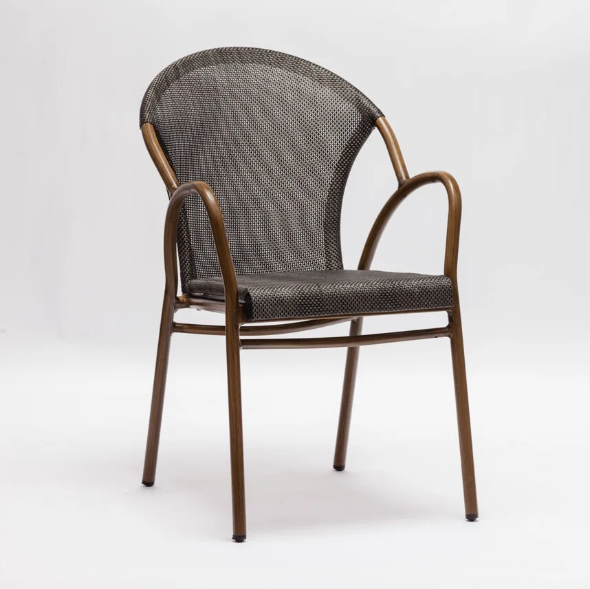 Factory direct high quality aluminium textile handle chairs Aluminium fabric chairs Garden balcony chairs with handles