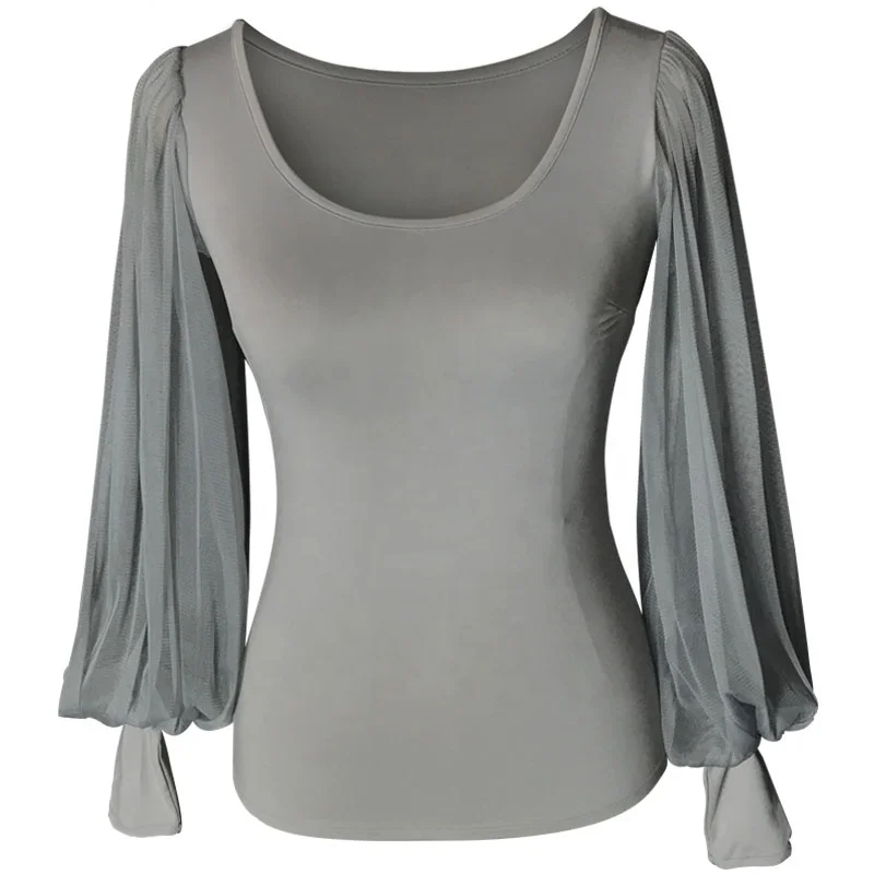 Fashion dress net lantern sleeve ballroom square dancing clothes