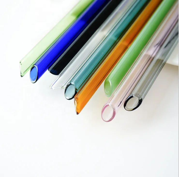 Straight and Bent Food Grade Reusable Drinking Borosilicate Glass Straw