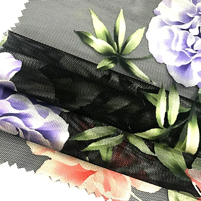 Fashion pattern 100% Polyester 3D Foil Printing Mesh Digital Foil Printed Fabric